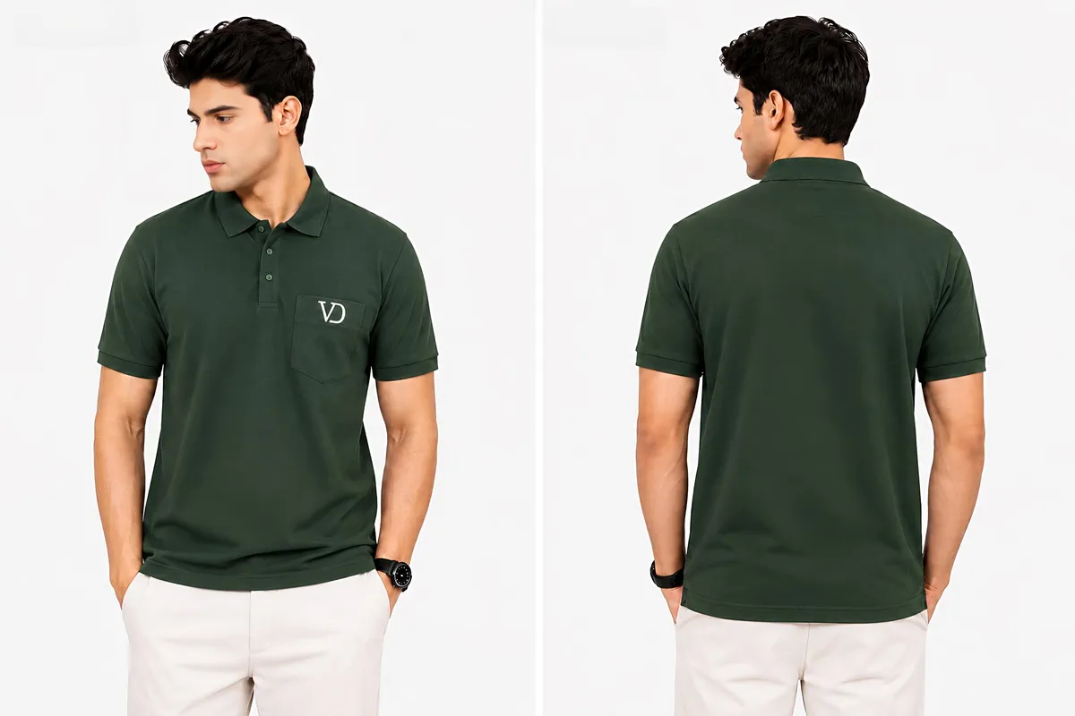 Men's Polo Collar T-Shirt with Pocket - Image 3