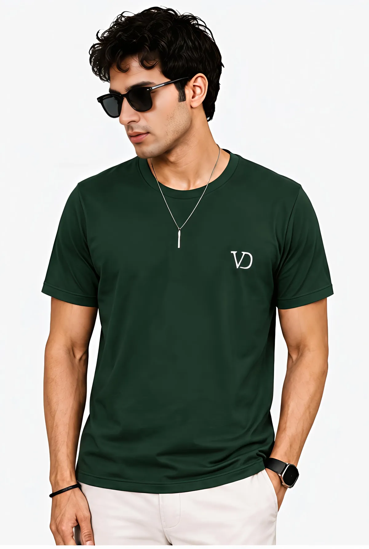 Men's Round Neck Brand Name Print T-Shirt - Image 3