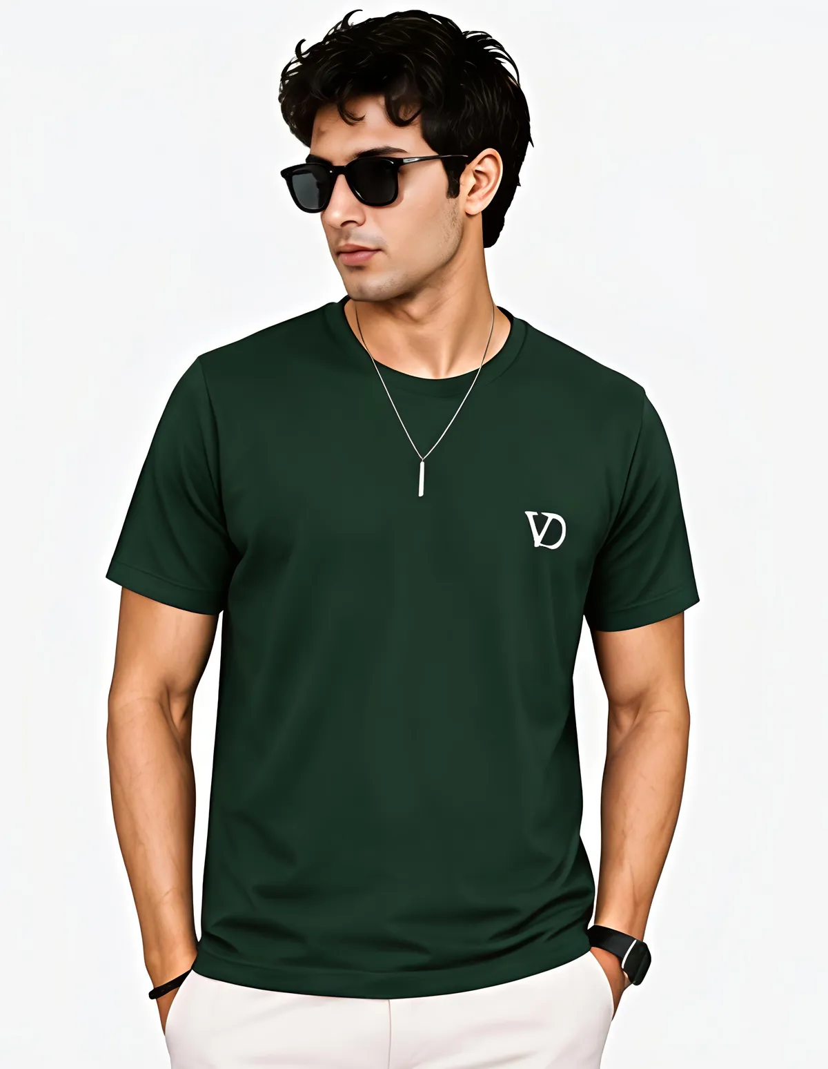 Men's Round Neck Brand Name Print T-Shirt - Image 5