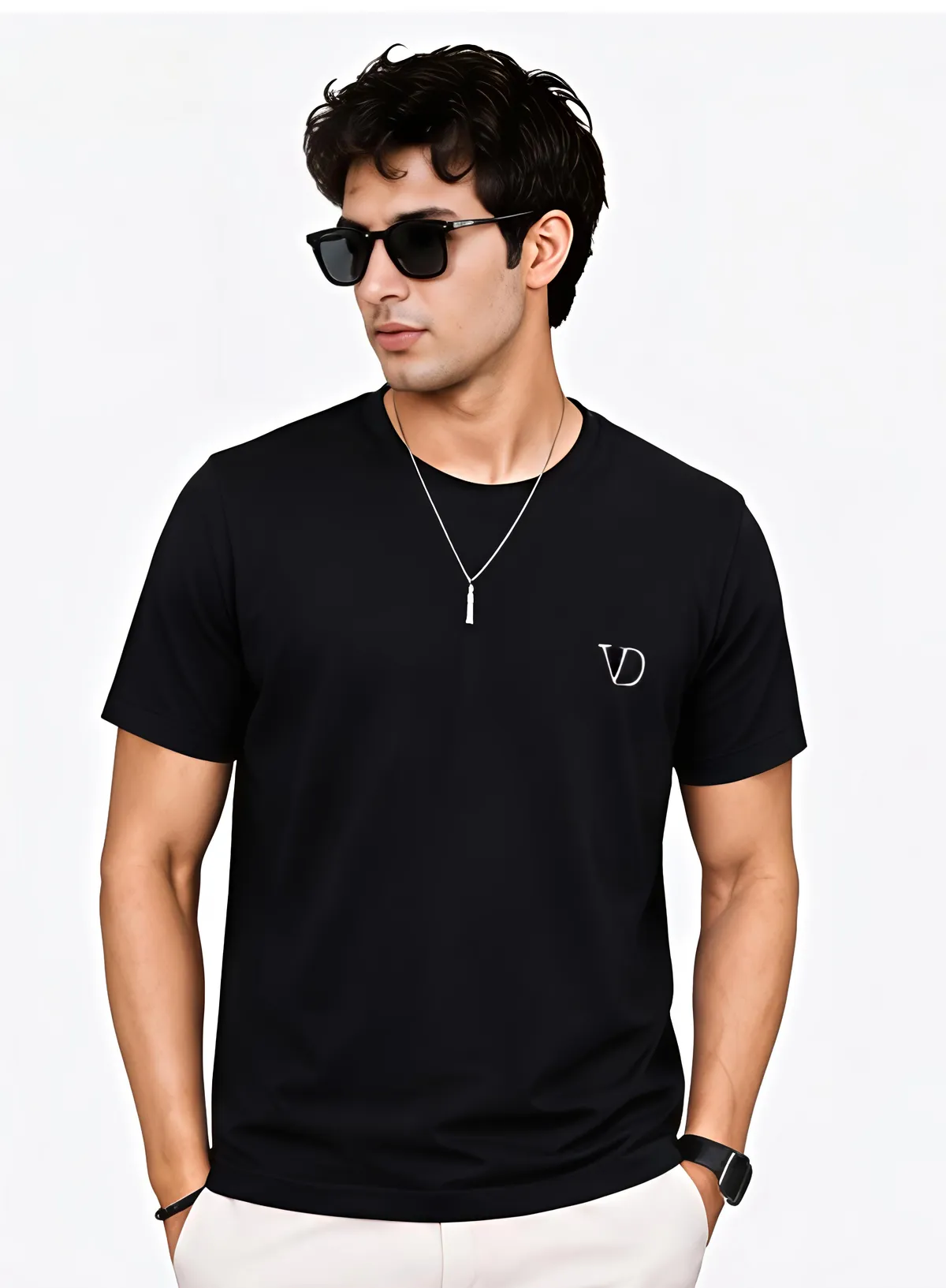 Men's Round Neck Brand Name Print T-Shirt - Image 5