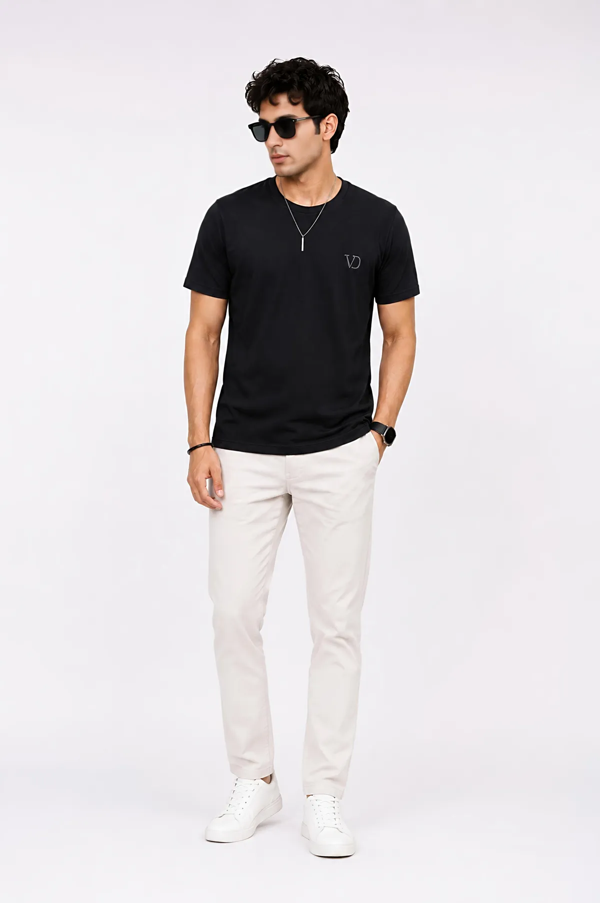Men's Round Neck Brand Name Print T-Shirt - Image 3