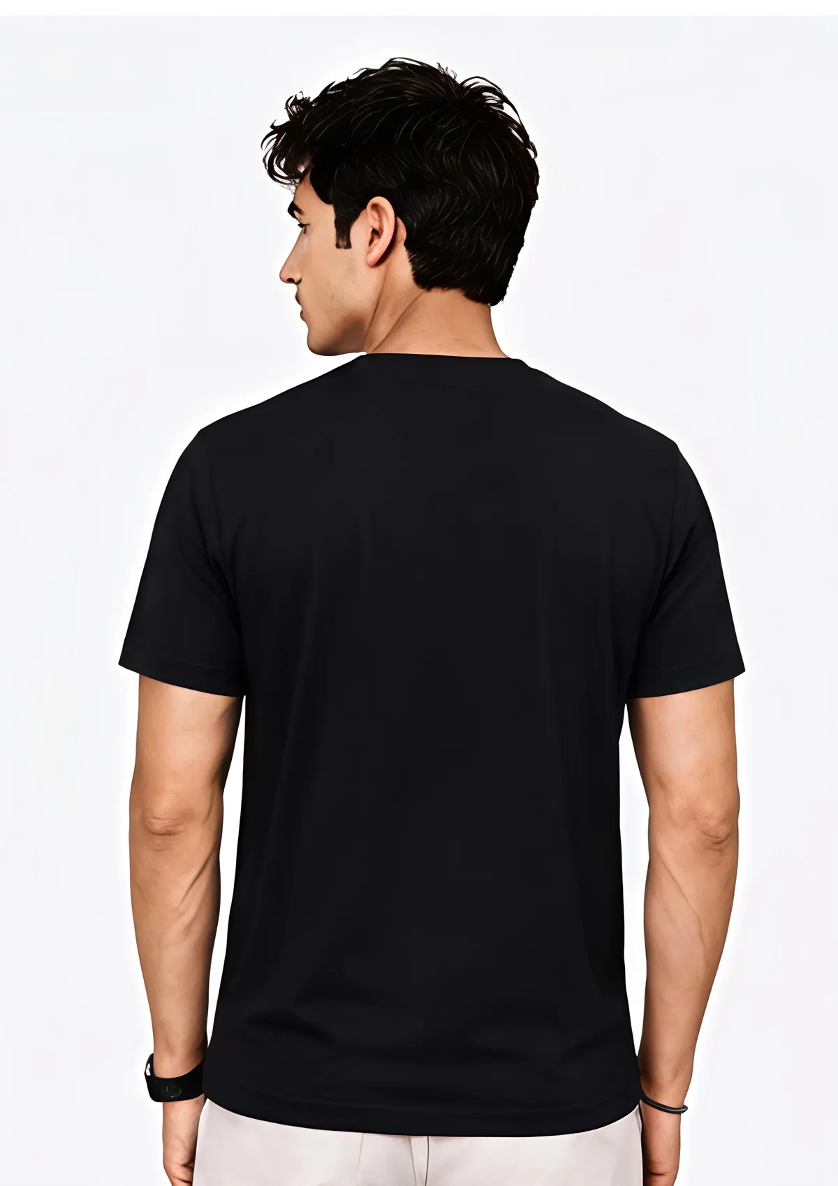Men's Round Neck Brand Name Print T-Shirt - Image 2
