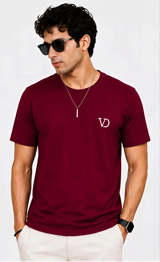 Men's Round Neck Brand Name Print T-Shirt