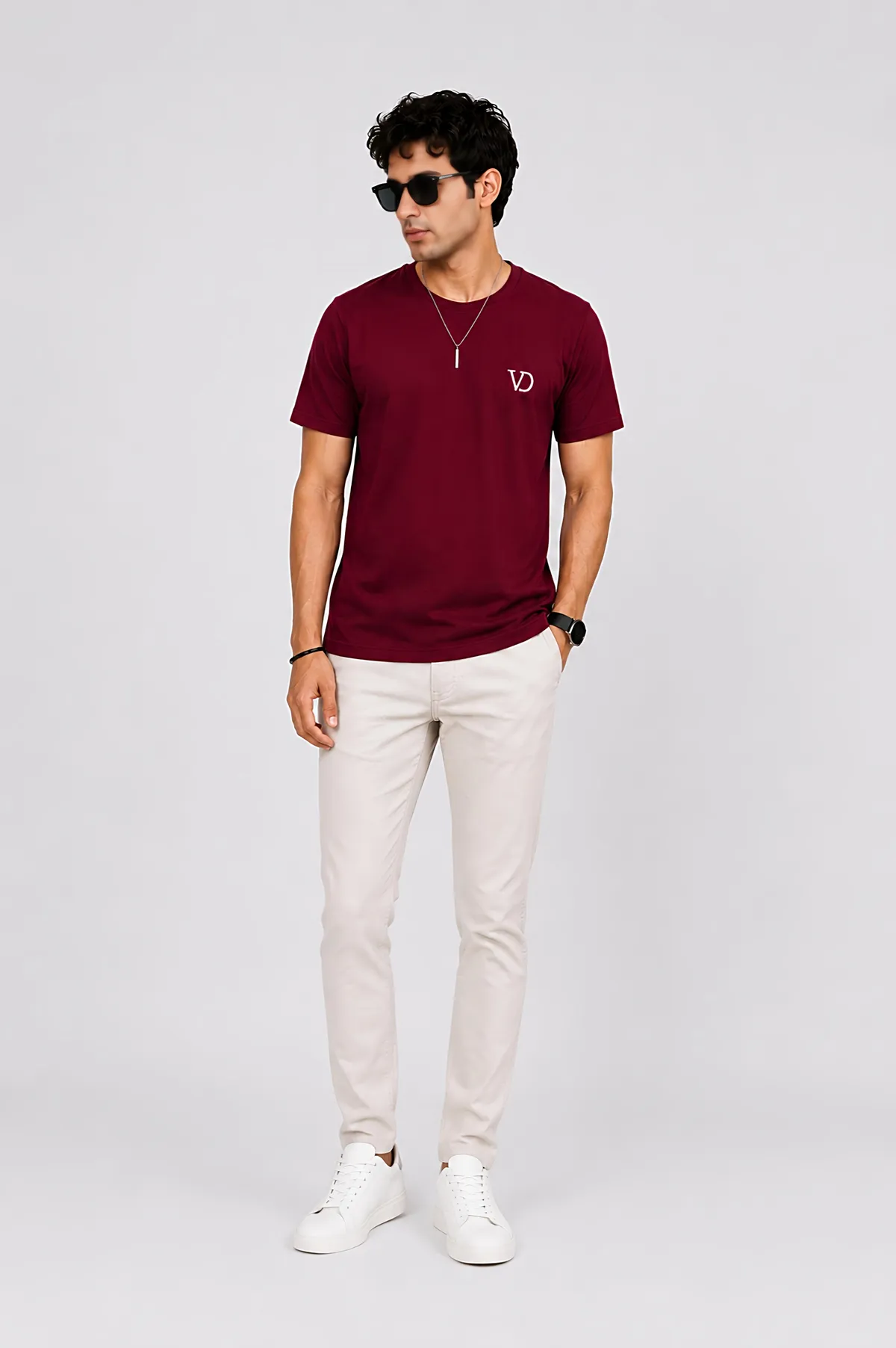 Men's Round Neck Brand Name Print T-Shirt - Image 5