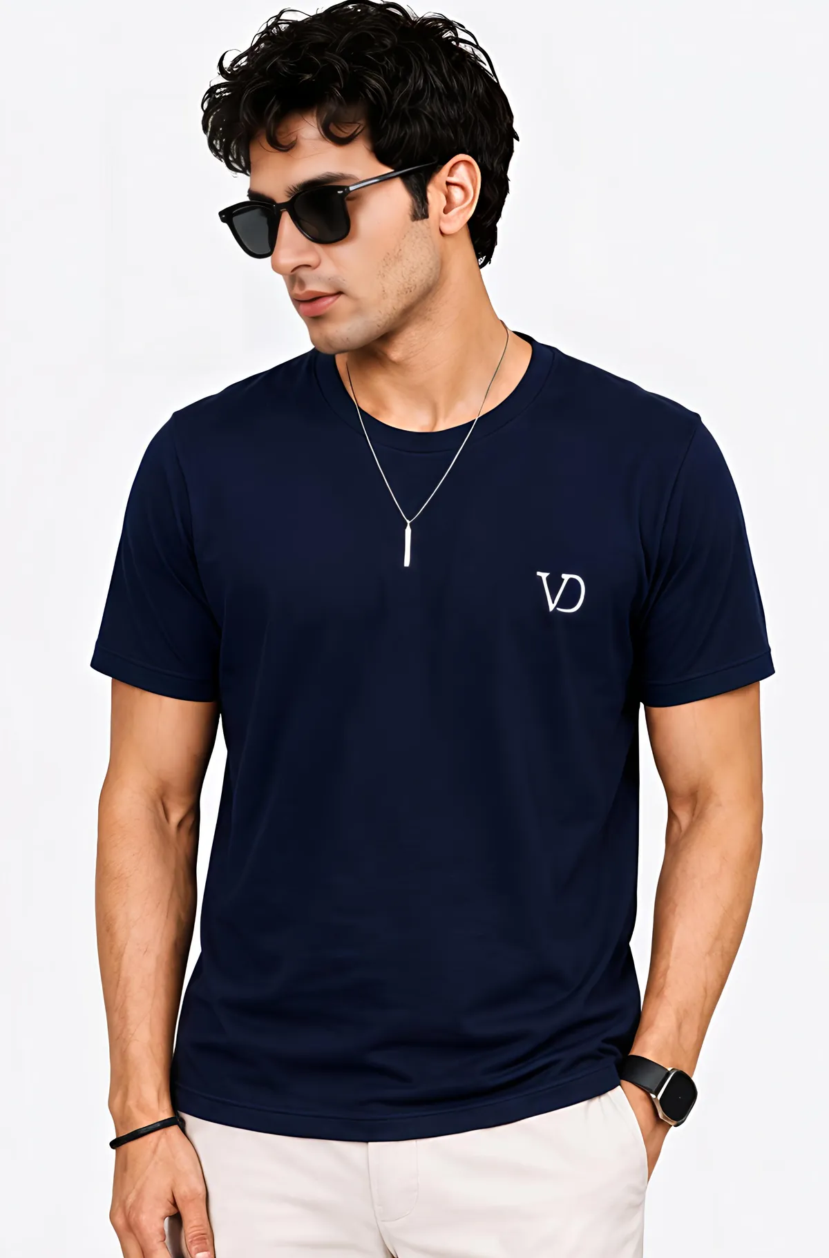 Men's Round Neck Brand Name Print T-Shirt - Image 5