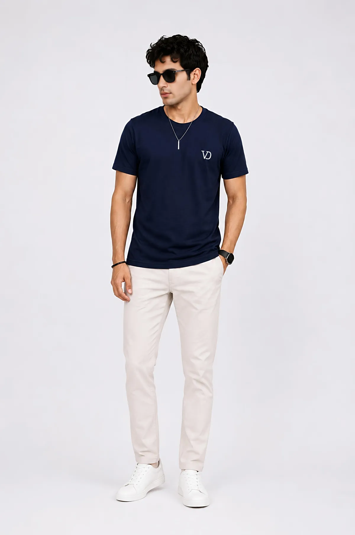 Men's Round Neck Brand Name Print T-Shirt - Image 4