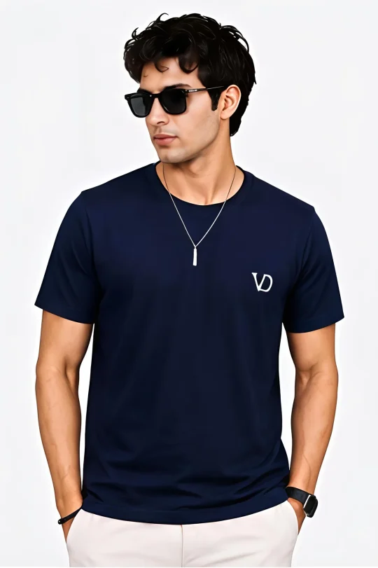 Men's Round Neck Brand Name Print T-Shirt