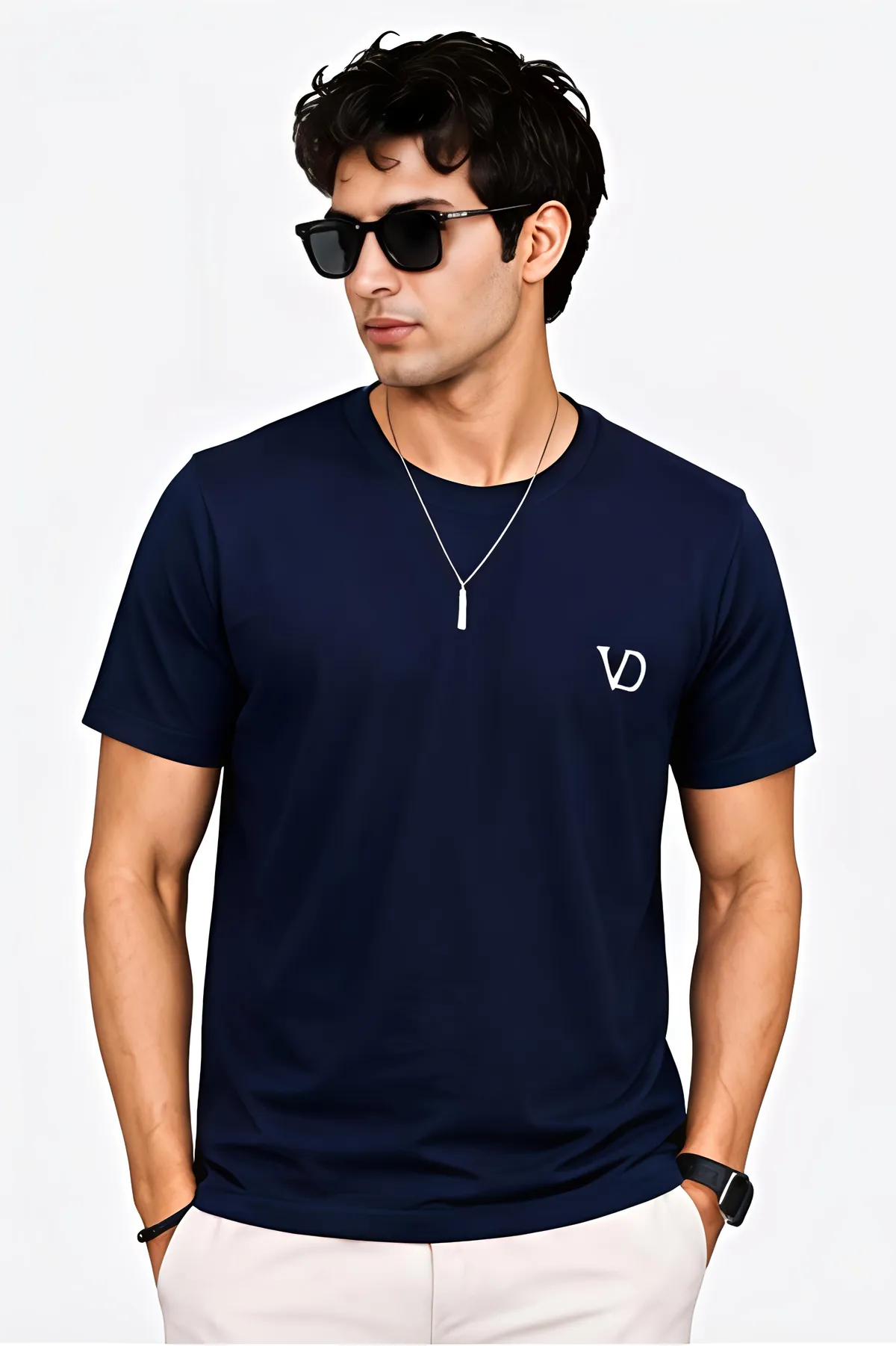 Men's Round Neck Brand Name Print T-Shirt