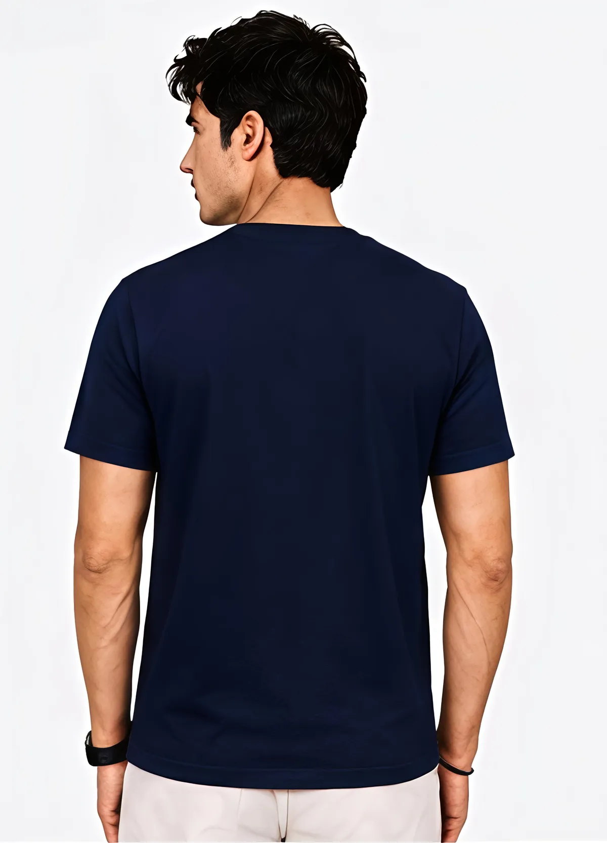 Men's Round Neck Brand Name Print T-Shirt - Image 2