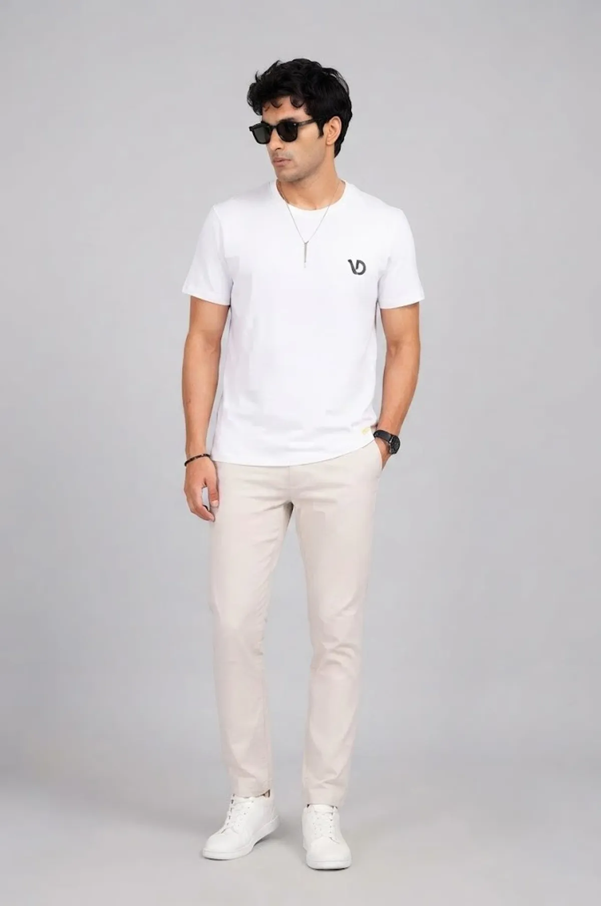 Men's Round Neck Brand Name Print T-Shirt - Image 3