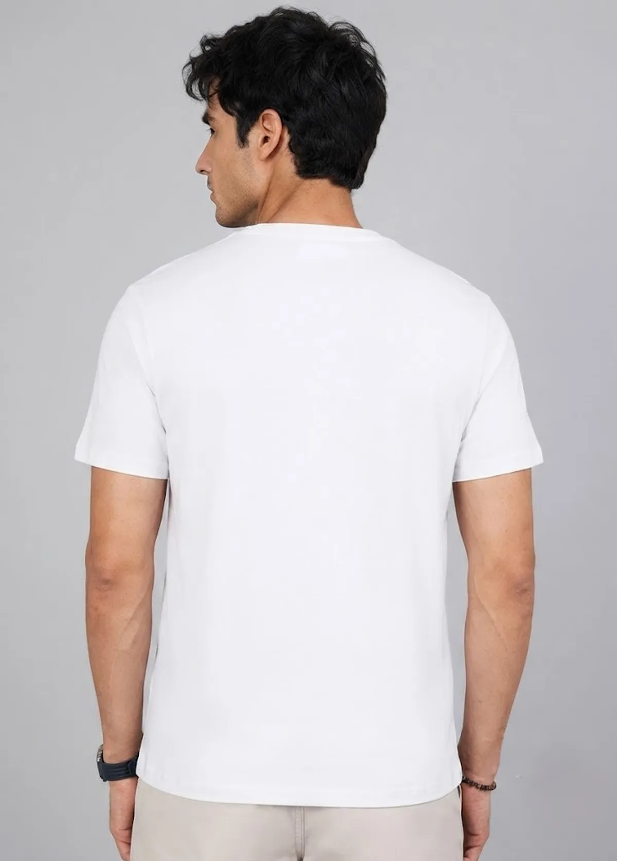 Men's Round Neck Brand Name Print T-Shirt - Image 4