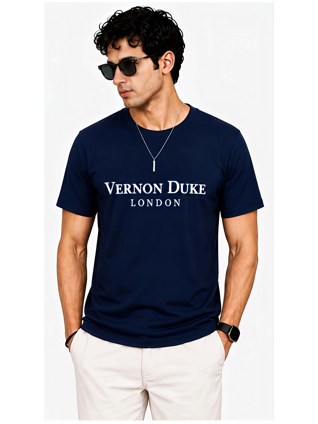 Men's Round Neck T-Shirt with VD Embroidery