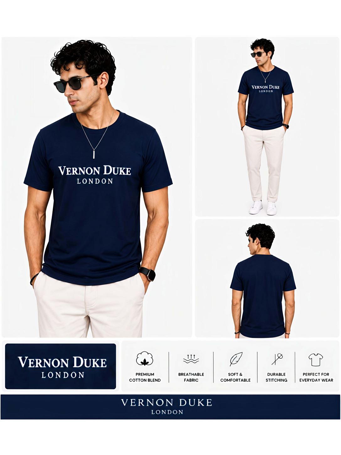 Men's Round Neck T-Shirt with VD Embroidery - Image 5