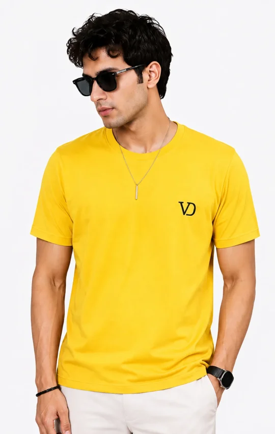 Men's Round Neck Brand Name Print T-Shirt